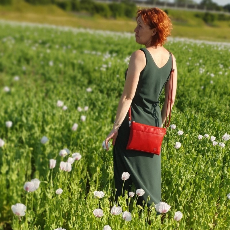 Crossbody taška Tia Maxi – červená jednobarevná